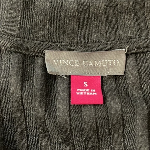 Vince Camuto Black Rib Knit V-Neck Long Sleeve Top Size Small - Picture 8 of 9